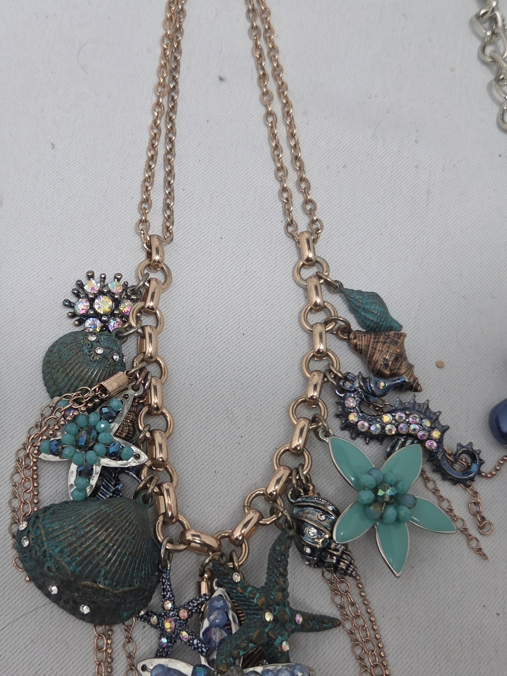 HUGE 30+ Costume Jewelry Lot LOFT Blue Nautical Navy Coastal Necklaces Earrings - Picture 9 of 12